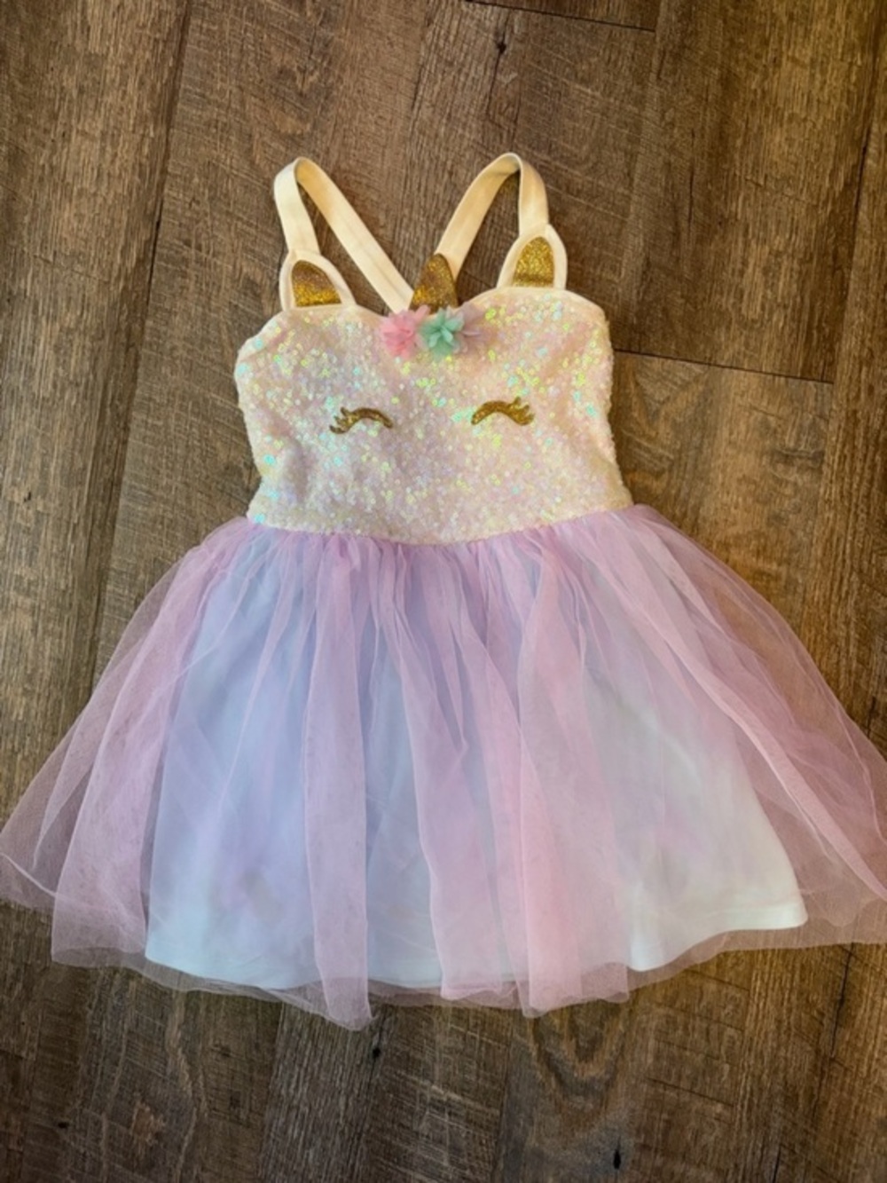 lilt Pink & Gold Unicorn Tulle Dress